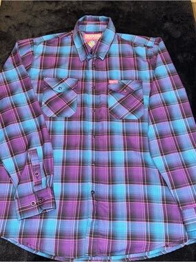 Dixxon Flannel Co Hoffman Designs Rare Plaid Shirt Mens Large Snap